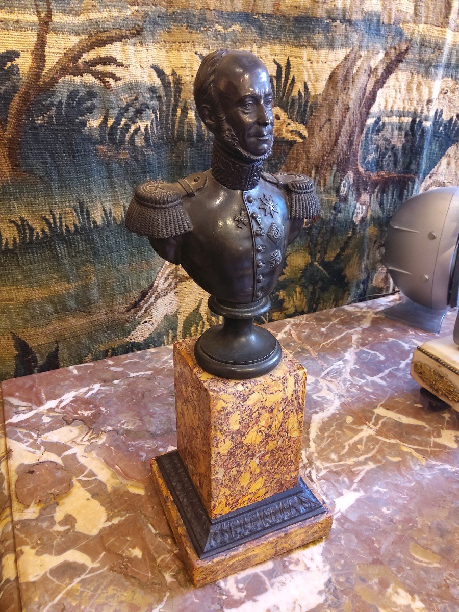 Buste En Bronze Et Marbre D époque Restauration-photo-4
